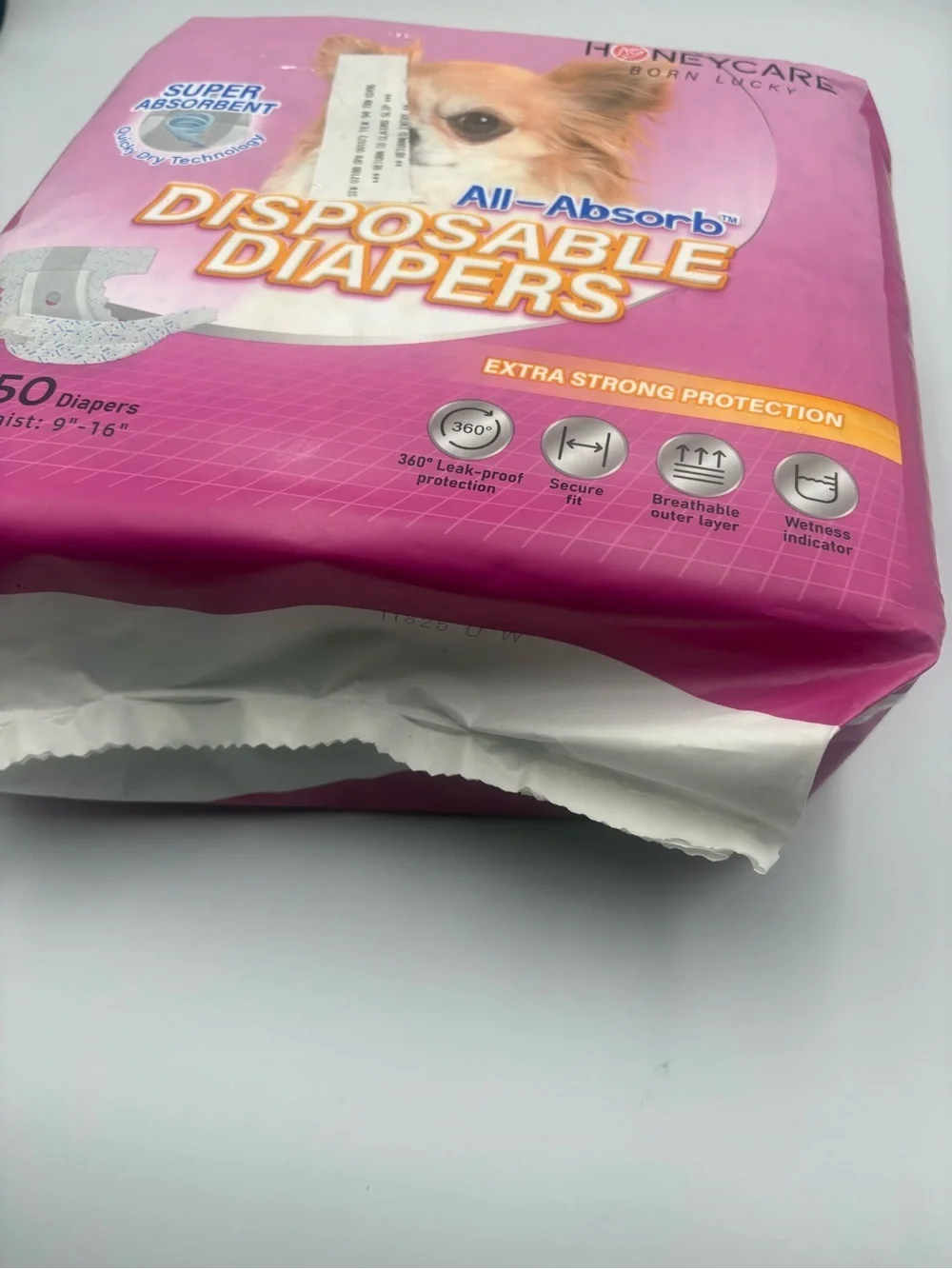 Honeycare XS Dog Diapers 50 Count Disposable Male/Female Puppy Wraps 9-16” New